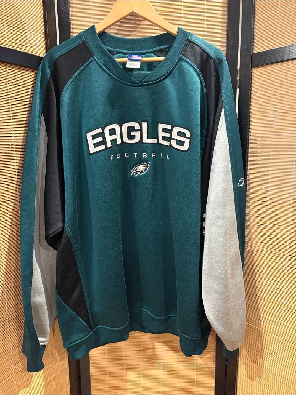 Reebok Men's Eagles Football Crewneck Sweatshirt - Dark Green, Black, Gray